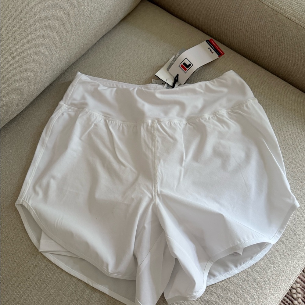 Fila White Athletic Shorts Lightweight Elastic Waist